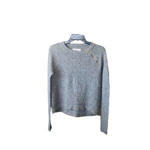 Women’s Gray Crewneck Sweater with Shoulder Zip